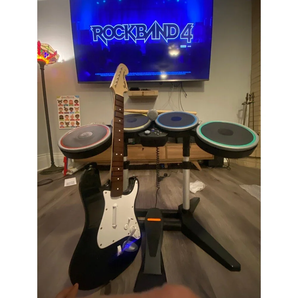 Rock Band 4 PS4 PS5 Wireless band Bundle Fender Guitar Drum Mic Game PlayStation